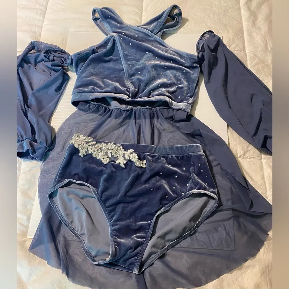 Weissman solo dance costume 2 piece blue Velvet You Are My Sunshine 14153 LA